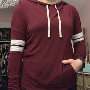 Burgundy Hooded Long Sleeve